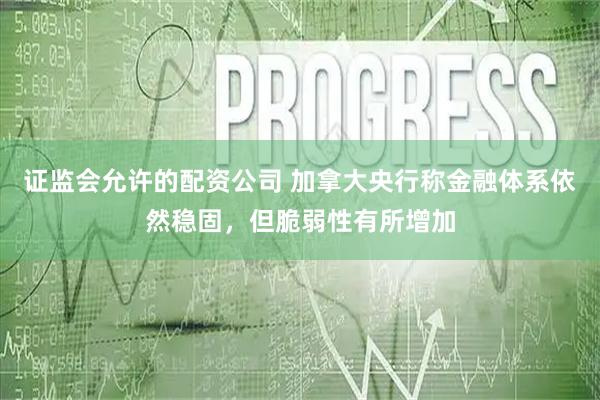 证监会允许的配资公司 加拿大央行称金融体系依然稳固，但脆弱性有所增加